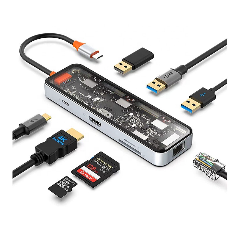 Usb Hub - Hub USB-C dengan port 4K, Ethernet,