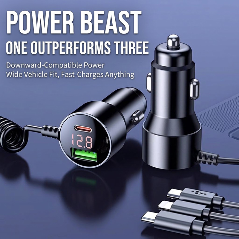 Laptop Charger - Pengisi daya mobil 3-in-1 dengan kabel