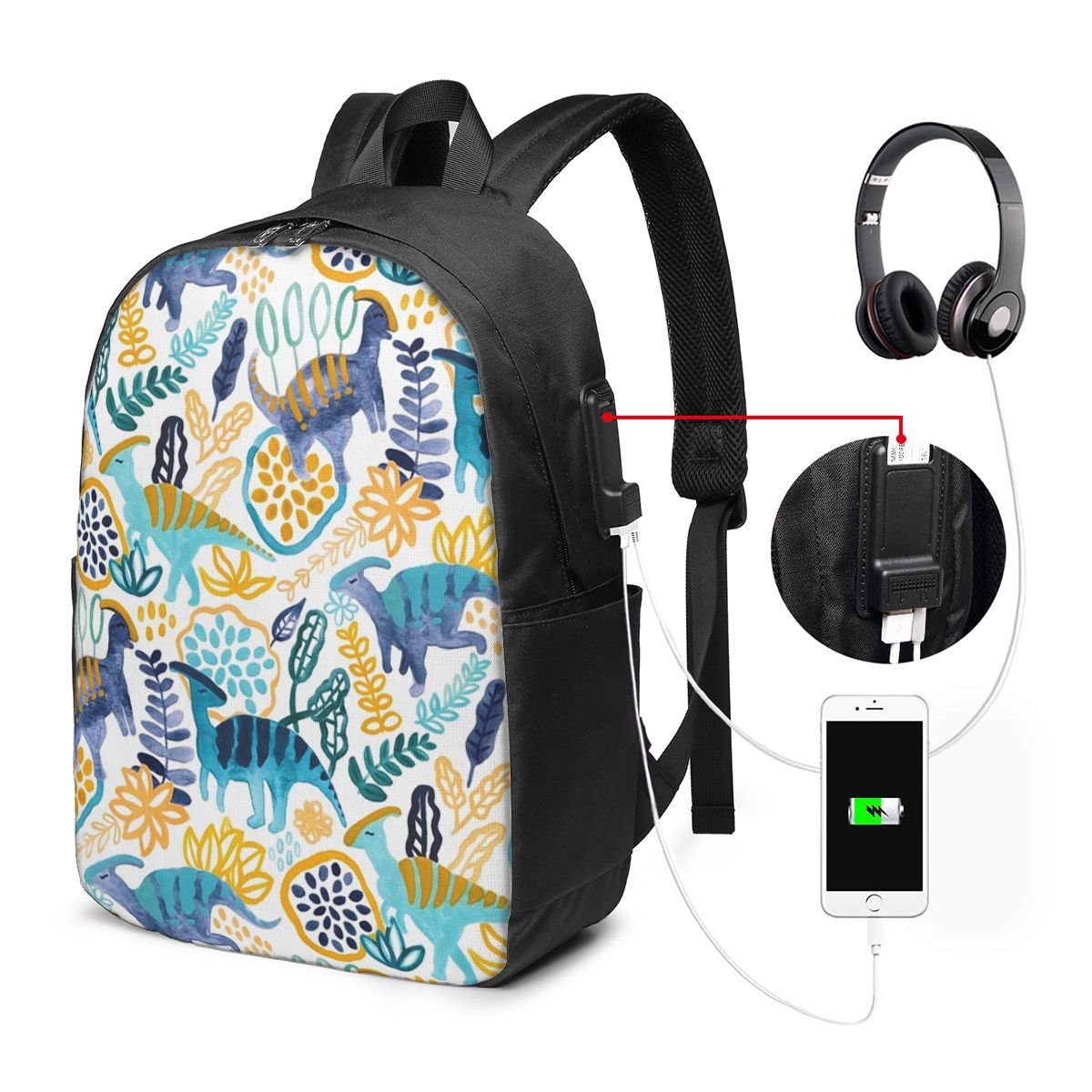 Laptop Bag - Gouache Parasaurolophuses Ransel Tas Notebook Travel